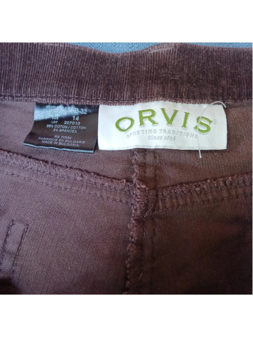 Orvis Pants Womens 14 Brown Corduroy Chino Casual Stretch Flex Flat Front
